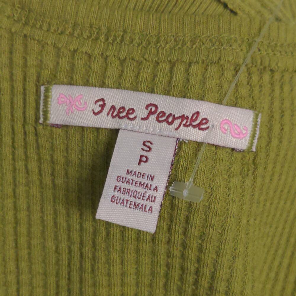Free People Santa Clara Thermal Top Shirt Ferngully (Green) Slouchy V-Neck S New - Picture 7 of 12